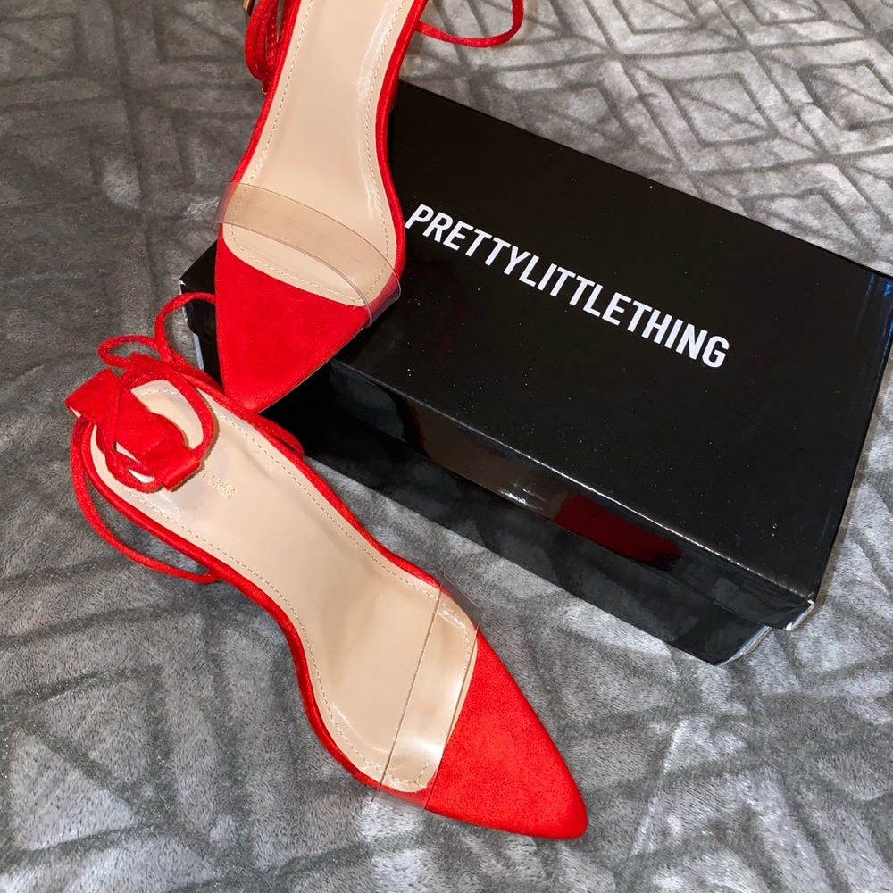 Pretty little things red sandal heels/ never worn